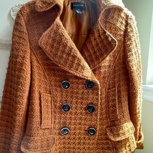 Vintage Orange Wool Focus 2000 Pea Coat Size 8